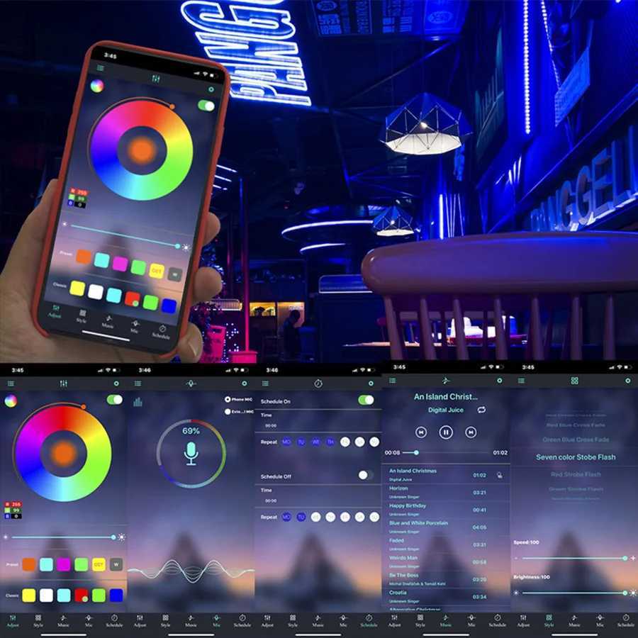 LED Strip Light 5050 USB Bluetooth Music Flexible Lamp Tape RGB Ribbon 1M 2M 3M 4M 5M DC 5V Decoration TV BackLight W250526