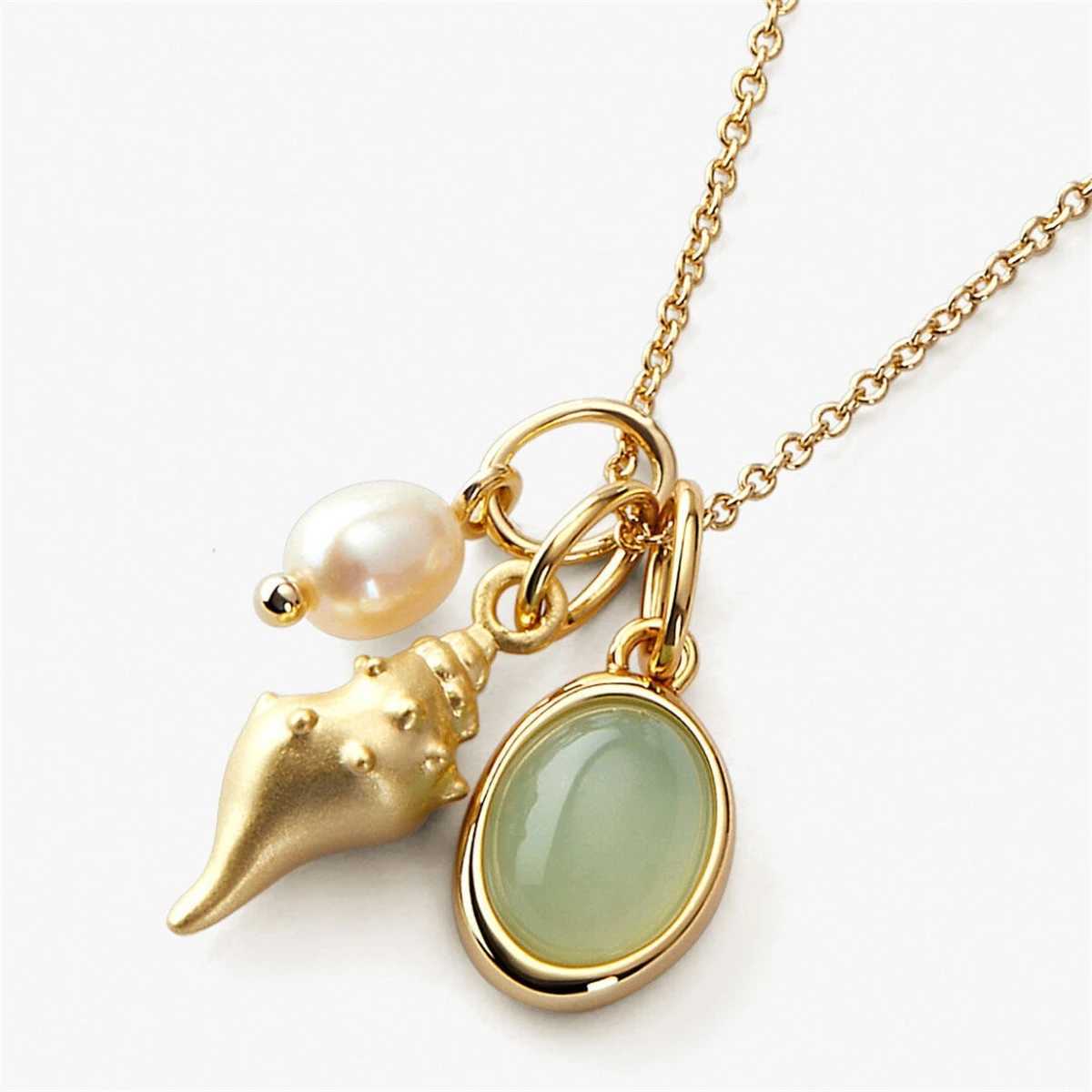 Dongling Jade Shell Conch Necklace Vintage Elegant Heavy Industry Instagram French Style Necklace Gold Plated XJ250524