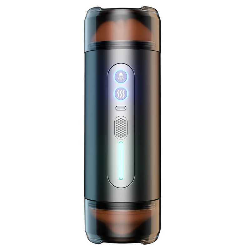 Dual-Headed Electric Male Masturbator Cup - Automatic Penis Stimulator with 4-Language Voice Sucking 10-Speed VibrationXJ250524