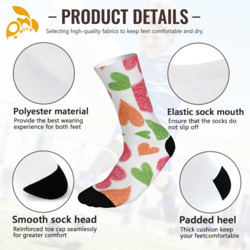 Free delivery. TOP fashion designers customize lightweight high-quality full-width printed white and colored socks of 32cm.