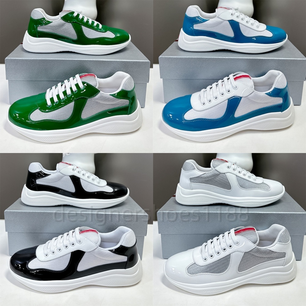 2025 New Classic Women Designer Sneakers Mesh Nylon Outdoor Mens Trainers Womens Casual Shoes Americas Cup Patent Leather Fashion Out Office Sneaker First