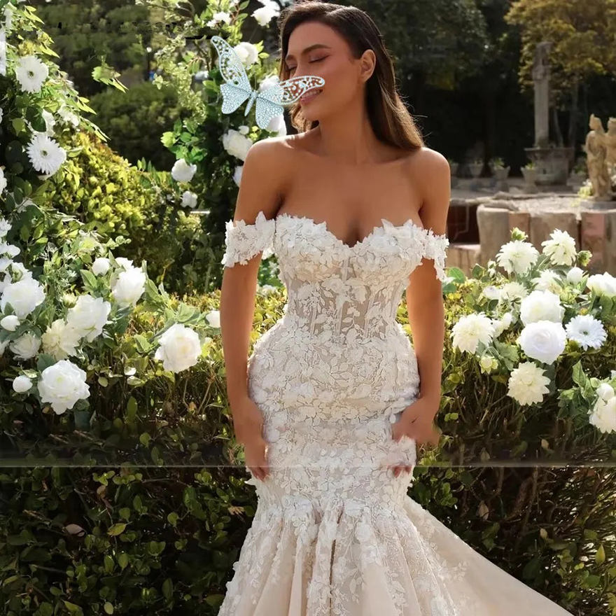 Mermaid Vintage Dress 2025 Off Shoulder Vestido Novia Lace Appliques Wedding Bridal Gown Robe De Mariee Free shipping Free shipping F