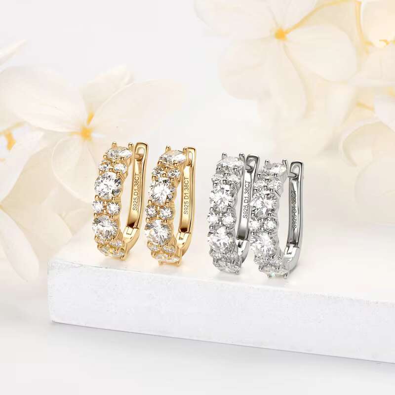 2.76ct D Color VVS1 Clarity Brilliant Round Cut Moissanite Lab Grown Diamond Earrings 925 Sterling Silver Earrings for Women