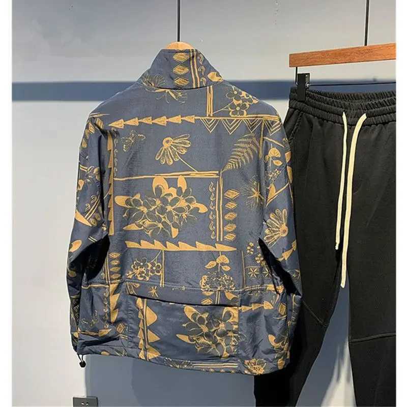 Versatile Patchwork Trendy Loose Workwear Jacket for Men in Autumn and Winter Casual and Fashionable Stand Up Collar Jacket W250524