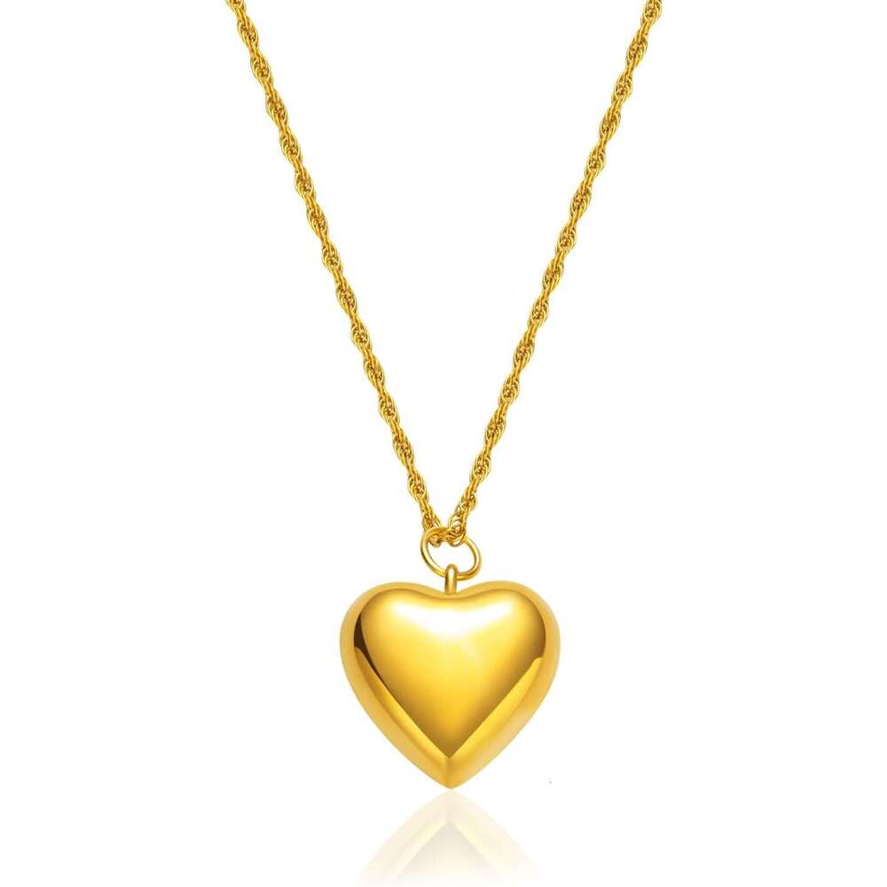 Heart necklace for women, fluffy heart shaped pendant 14K gold-plated simple snake chain gold layered necklace, fashionable jewelry