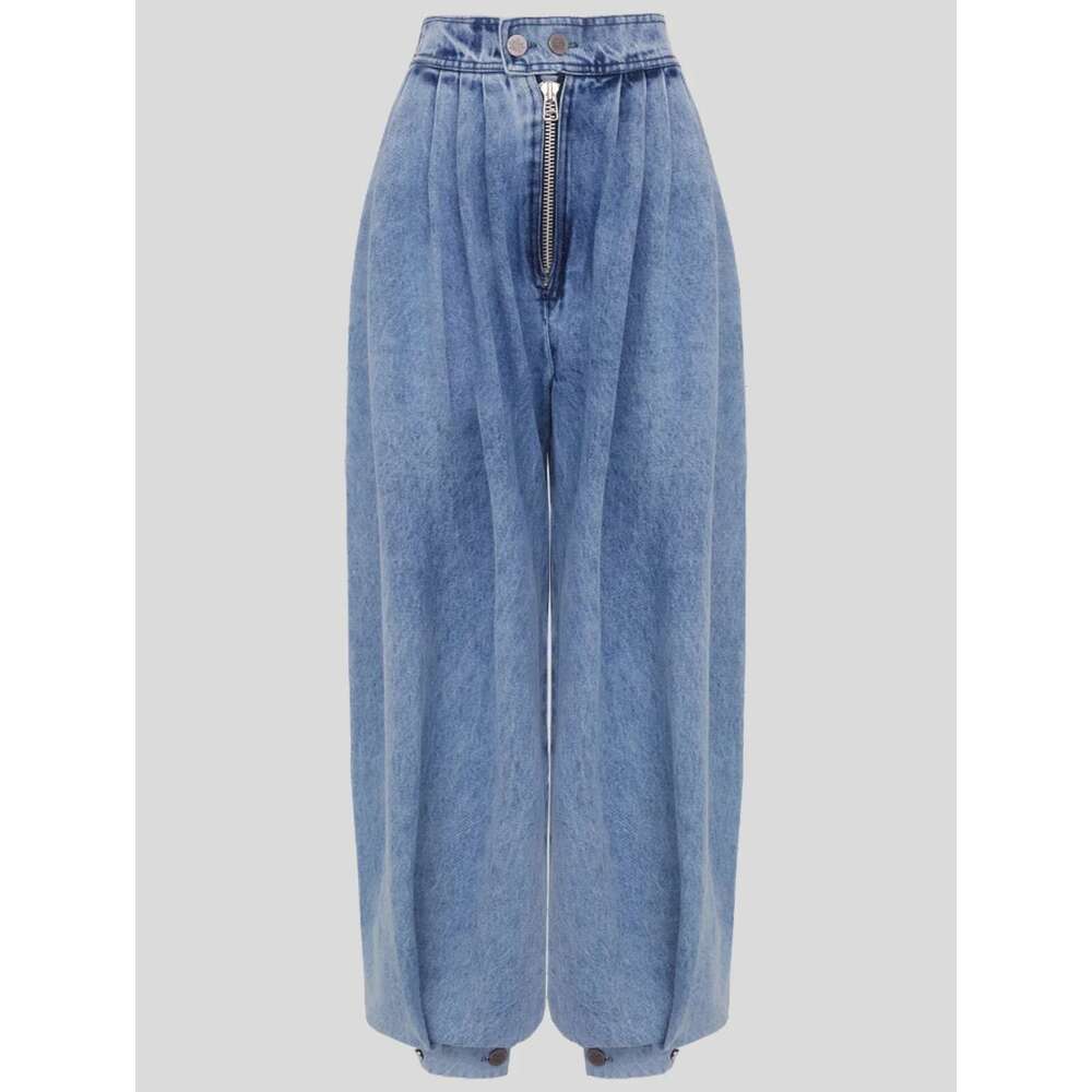 Women Pant High Waisted Zipper Denim Bloomers Pants Loose Vintage Streetwear Casual Harem Jeans Trousers