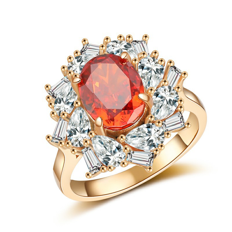 925 Sterling Silver Vintage Red High-Carbon Diamond Ring with Padma Red Gemstone, Elegant Luxury Jewelry for Women, Ideal Engagement Ring