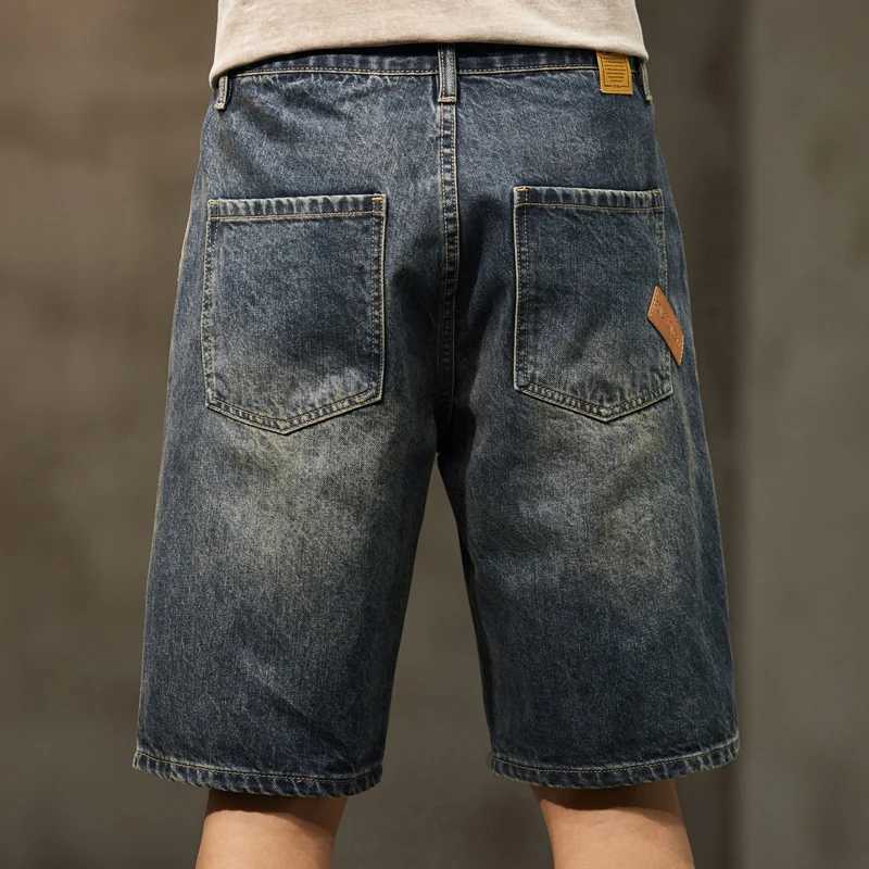 Mens Summer Short Jeans Denim Shorts Loose Fit Wide Leg Baggy Jeans Knee Length Pants Casaul Large Size Oversized 42 Mens Shorts Z250524