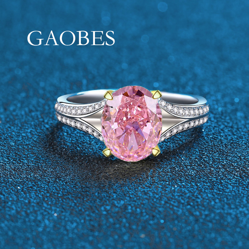 S925 Sterling Silver Ice Flower Cut Oval Shape Engagement Ring with Yellow, Pink, and Padma Red Gemstones for Weddings and Proposals