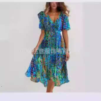 Maxi Dress New Loose Casual Shuya V Neck Floral Print Dress Floral Dress
