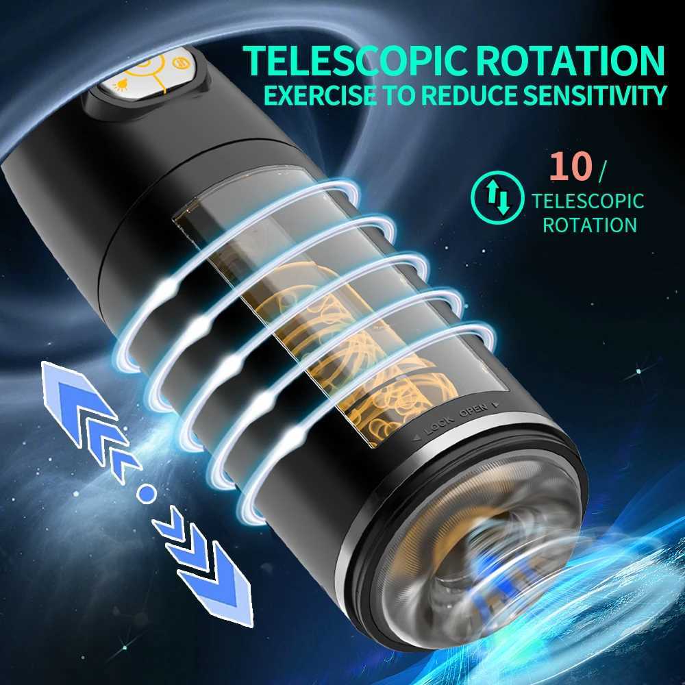 6-in-1 electric telescopic rotating male delayed ejaculation training oral sex masturbation device with ambient light for adultsXJ250524