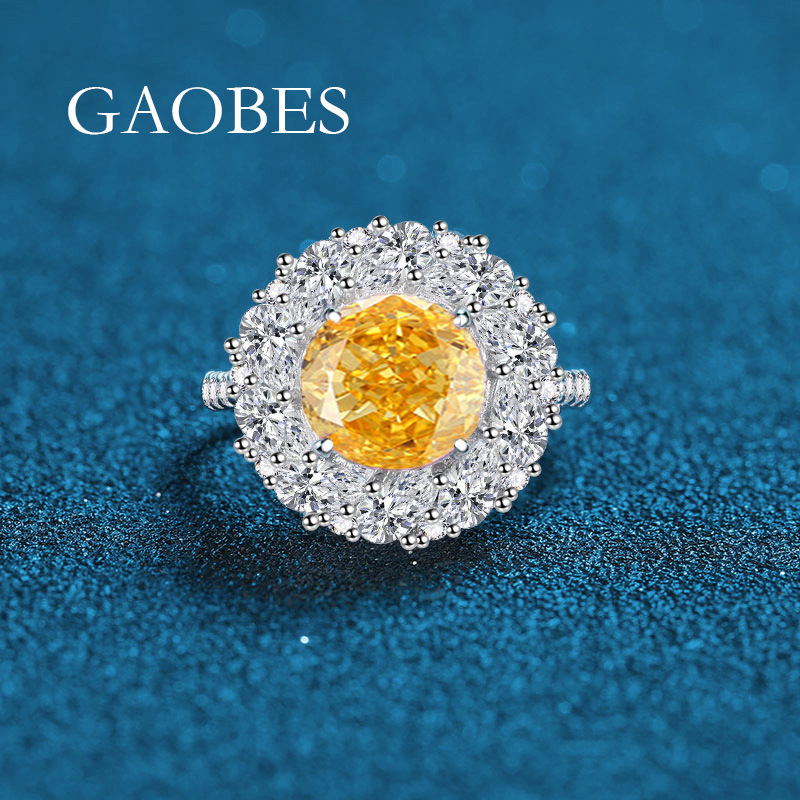 Elegant S925 Sterling Silver Halo Ring with High Carbon Diamonds & Vibrant Gemstones - Pink, Blue, and Yellow Gemstone Options for Women