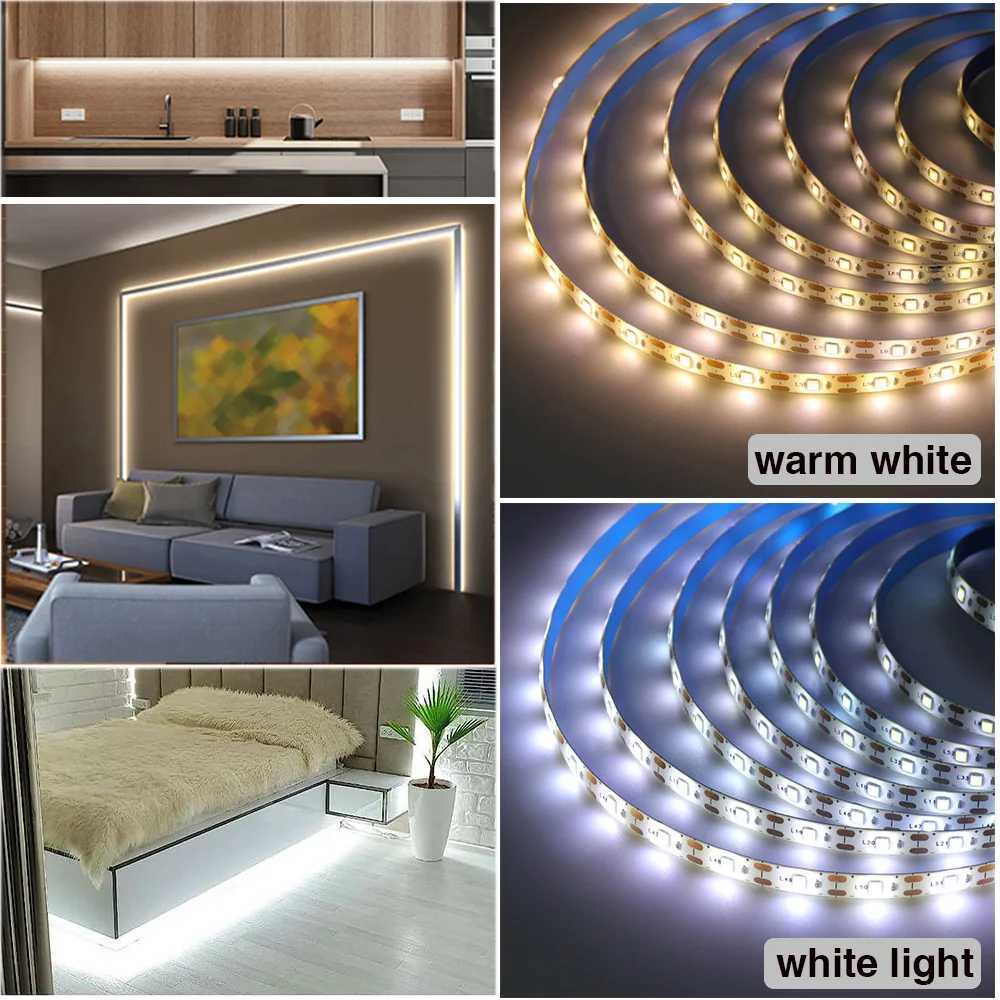 5V USB Led Strip SMD 2835 White/Warm White/Red/Blue/Green /Pink/Yellow 50CM 1M 2M 4M 5M Flexible Ribbon Tape Backlight W250524