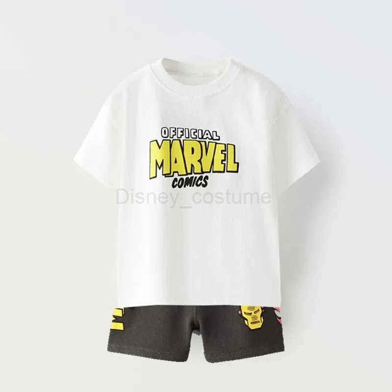 Disney New Donald Duck Print T-shirt Shorts Outfit Summer Costume 2 Piece Set Kids Boys Fashion Casual Crewneck Tops+Shorts Tracksuits X250524