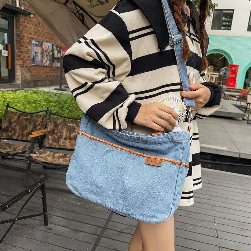 free shipping Design Thick Multi Pocket Cowboy Art Leisure Fashion Student Canvas Handbag Crossbody Bag