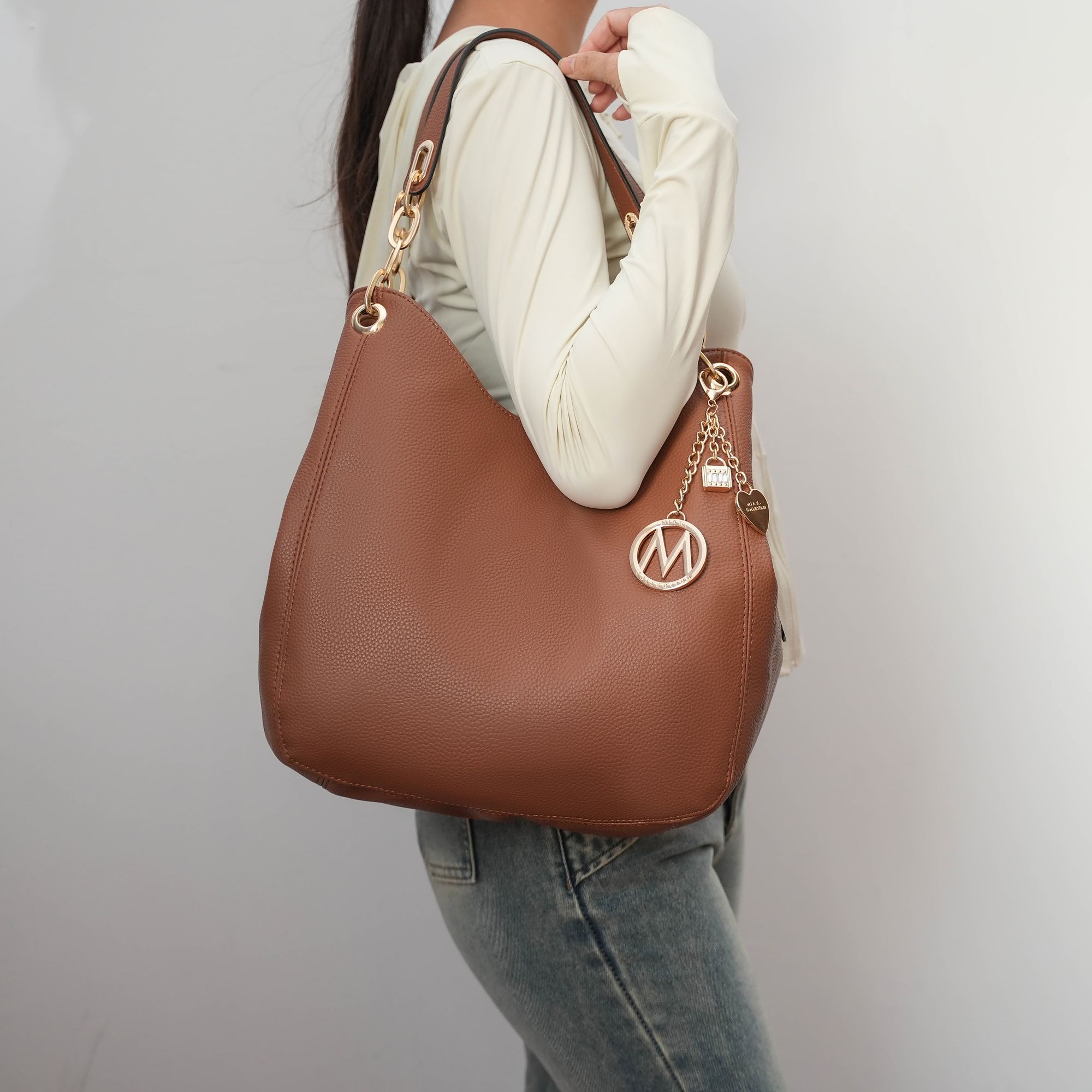 Designer Bag MKF Collection Ashley Vegan Leather Women's Hobo Shoulder Bag with Wallet- 2 pieces by Mia k Perfect for Daily Use Travel Work