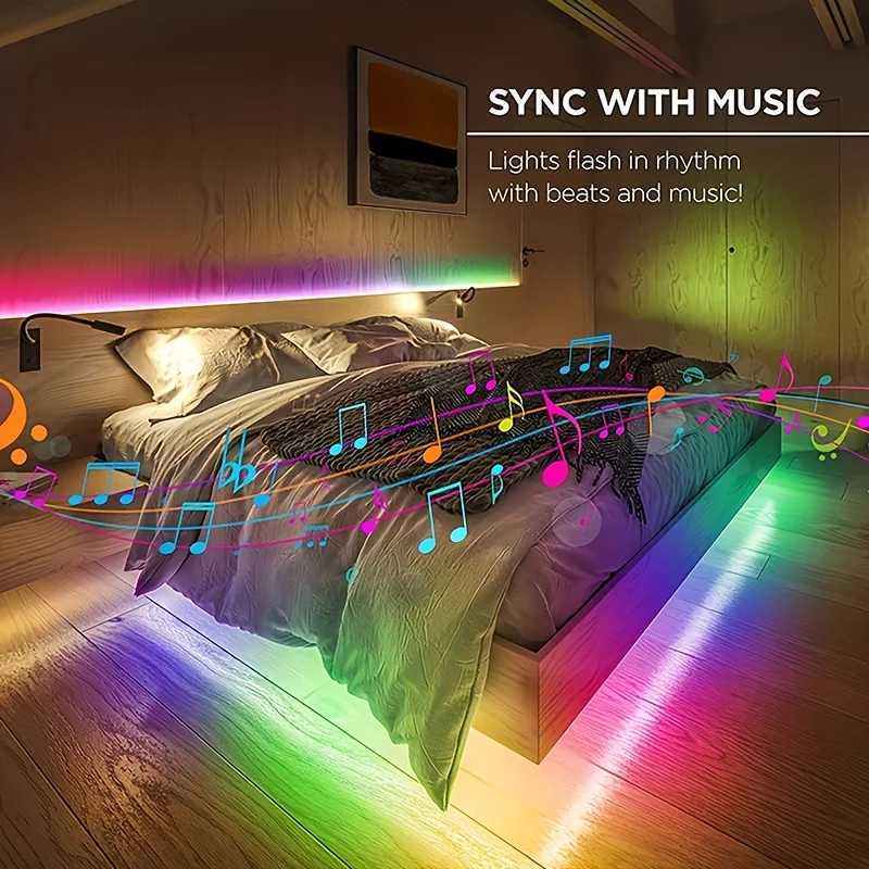 RGB LED Strip Lights 40m 30m 20m 10m 5m Music Sync LED Room Light with APP Control Flexible Ribbon for Room Bedroom Decoration W250526