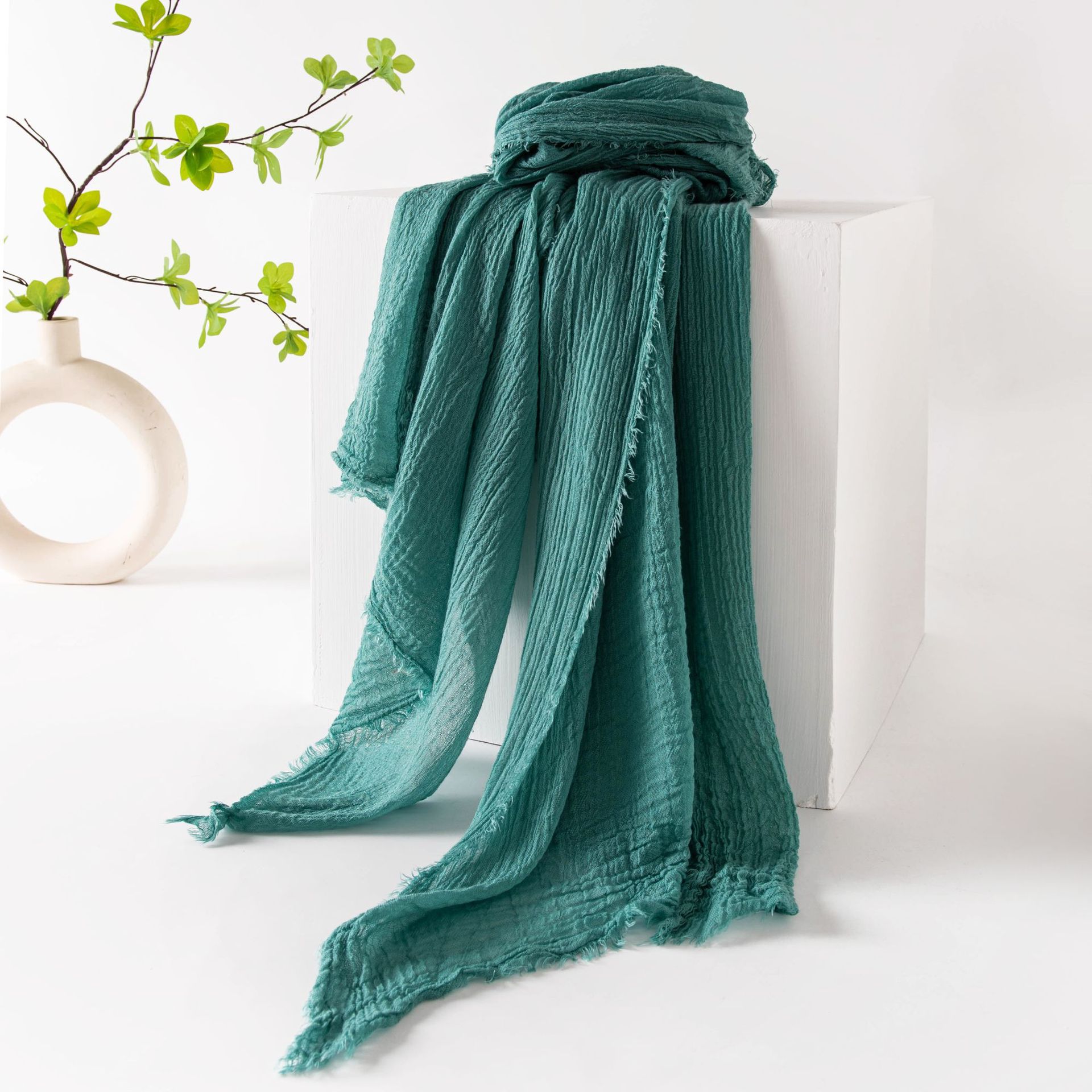 K806 Spring and summer scarf imitation cotton and linen pure color simple sunscreen shawl female high-grade long silk scarf travel headscarf wholesale