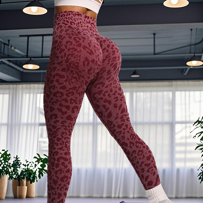 Leopard Print Women's High-Waisted Yoga Leggings with Waist Control - Perfect Fit for Running