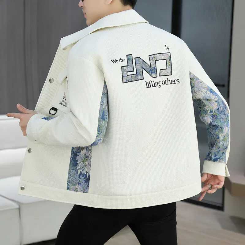 Spring Autumn Fashion Style Harajuku All Match Tops Loose Slim Fit Casual Lapel Outerwear patchwork Printing Long Sleeve Jackets W250524