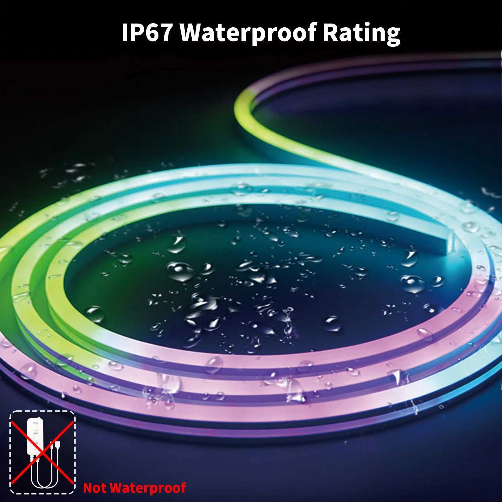 RGB Neon LED Strip 8/16M IP65 Waterproof DIY USB Neon Strip Tuya App Remote Control Flexible Ribbon for Home Decor Lighting W250526