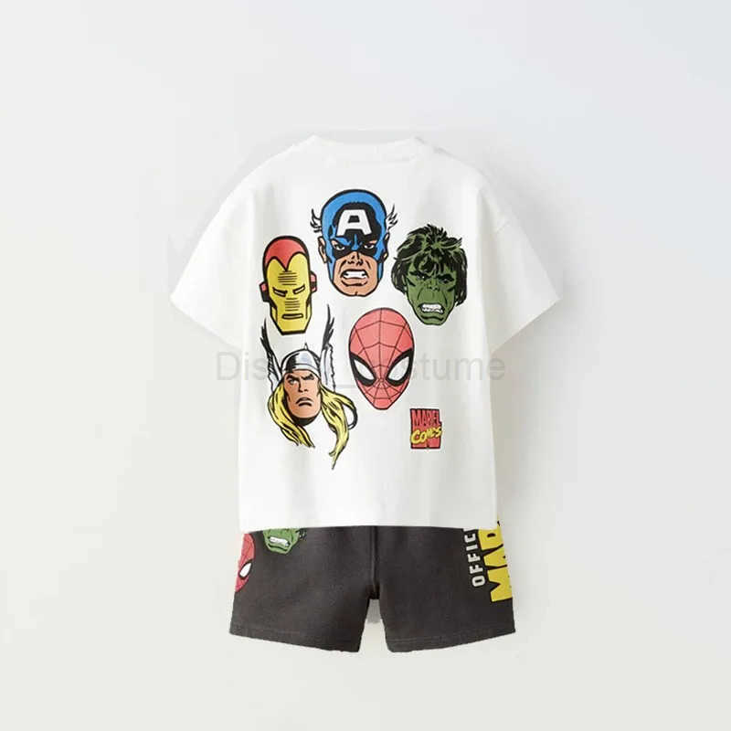 Disney New Donald Duck Print T-shirt Shorts Outfit Summer Costume 2 Piece Set Kids Boys Fashion Casual Crewneck Tops+Shorts Tracksuits X250524