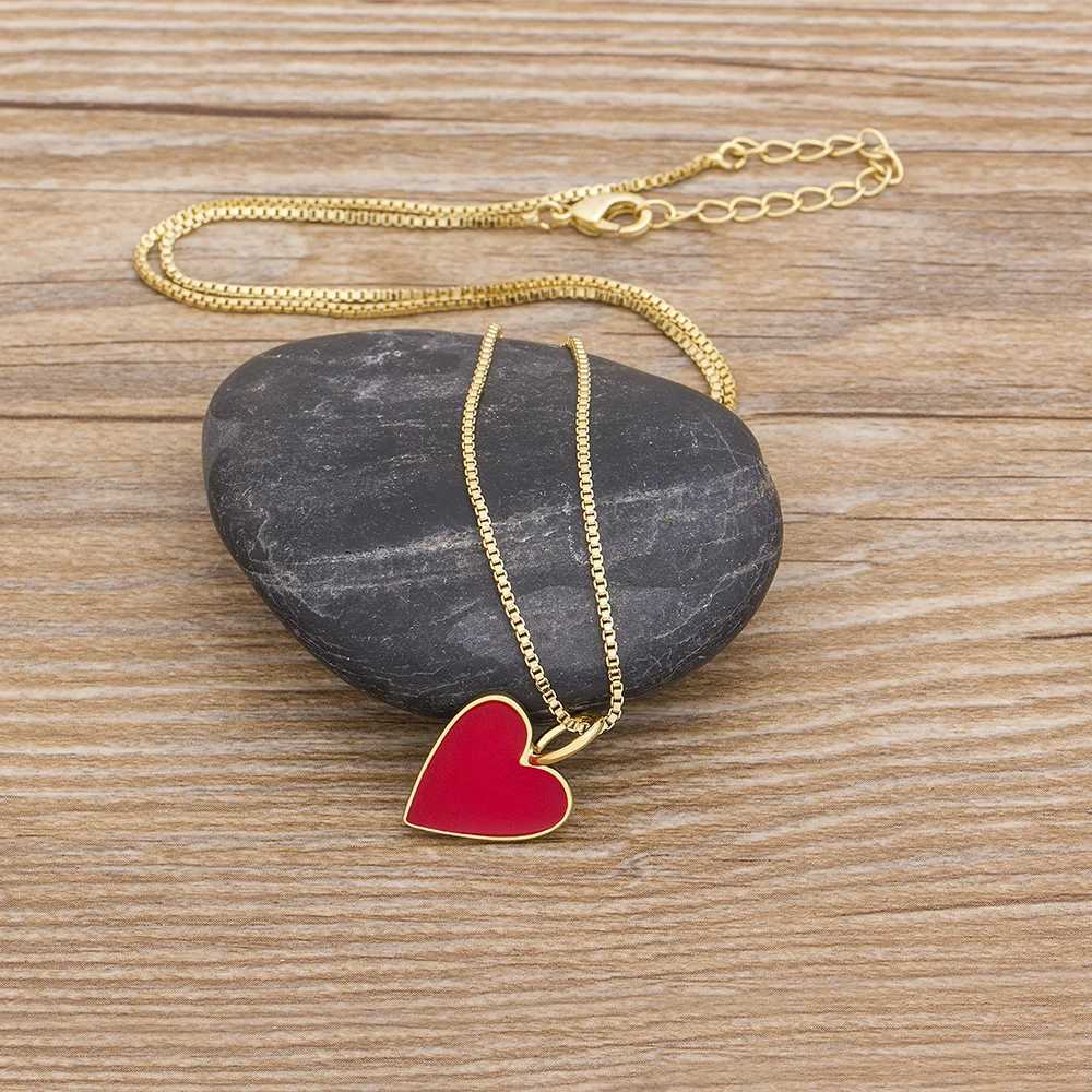 AIBEF Fashion Tiny Red Black Heart Dainty Necklace Gold Plated Women Chain Choker Enameled Pendant Jewelry Accories Girl Gift XJ250524