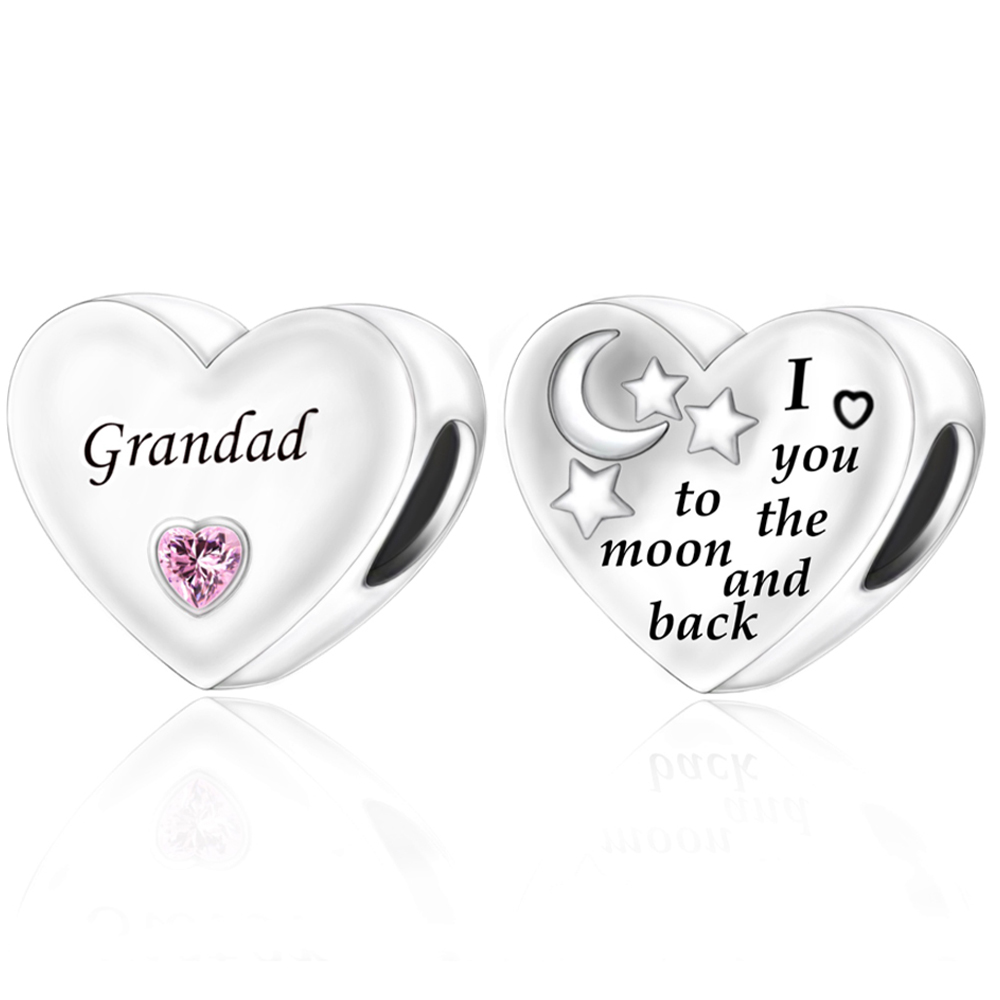 FewDook 2025 New Original Family Heart Grandma Daughter Son I Love You To The Moon & Back Charm Beads Fit Pan Charms Bracelet Fine Jewelry Designer fo