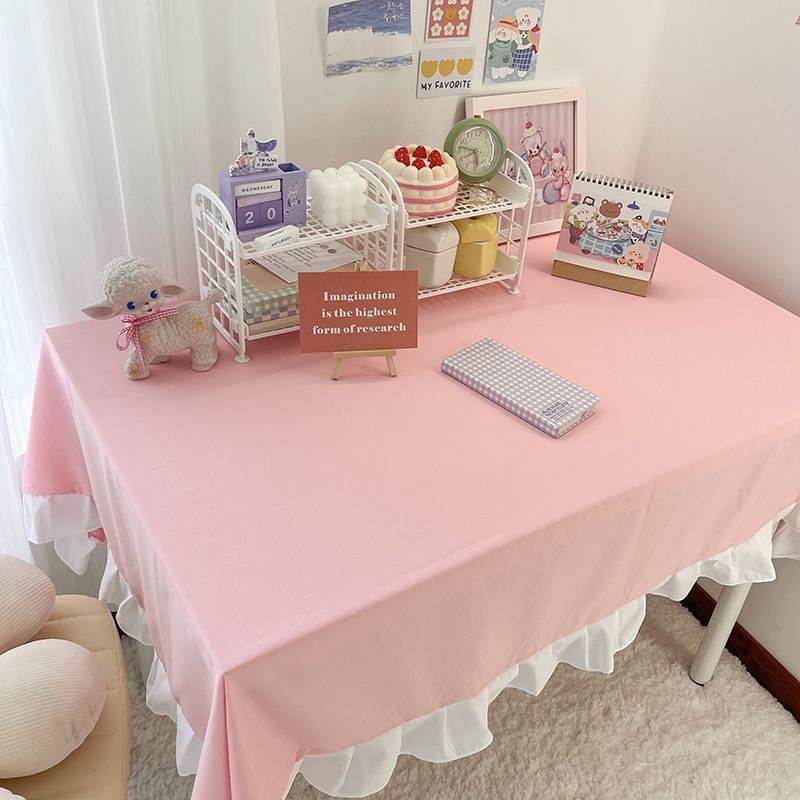 A673 tablecloth ins style Japanese Harajuku style fabric dining table tablecloth student desk lace solid color Nordic coffee table decoration