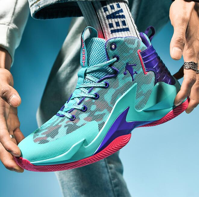 Summer new mesh basketball sneaker for male and female students on concrete ground practical trend sports shoes high top boots Z 5.24-3