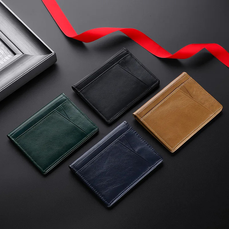 YUECIMIE Men Minimalist Slim Card Holder Genuine Leather Card Wallet Slim Line Thin Mini Small Rfid Passport Id Card Holder Male 250521
