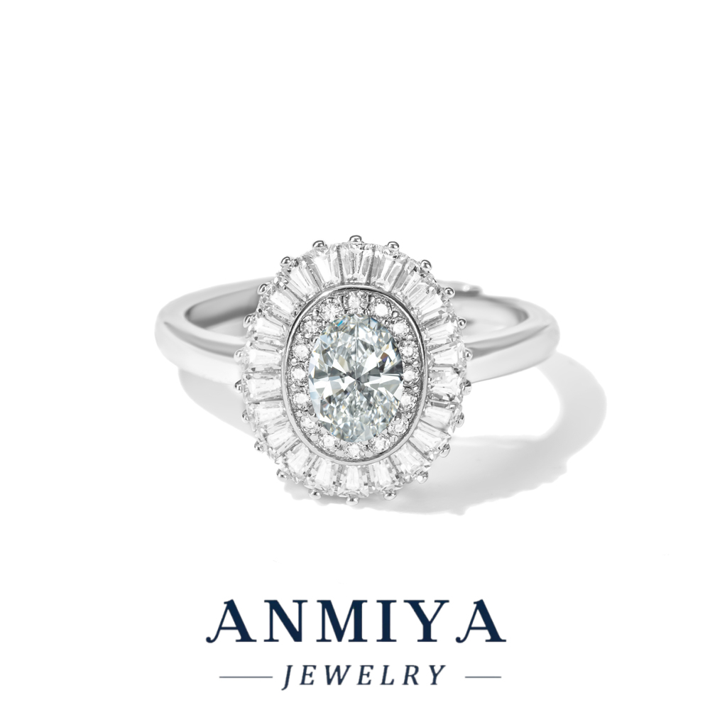 Festival Silver Jewelry - Eye-catching 925 Sterling Silver Moissanite Cluster Ring for Christmas/New Year Celebration