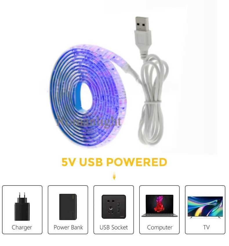 5V USB LED Strip Light with Switch Decoration Waterproof Tape for House Room Backlight 1M 2M 3M 5M Ribbon W250524