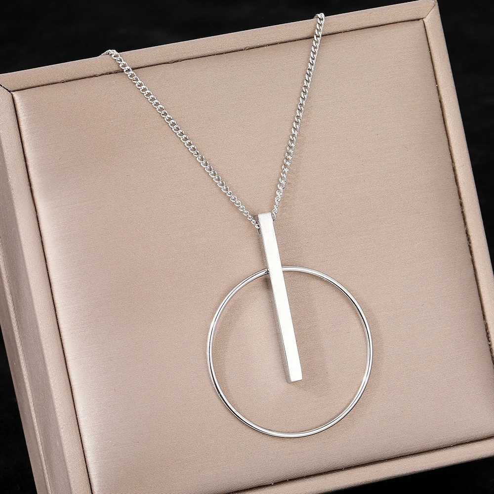 Stainl Steel Necklaces Minimalist Circle Sticks Pendants Popular Street Girl Choker Clavicle Chain Necklace For Women Jewelry XJ250524