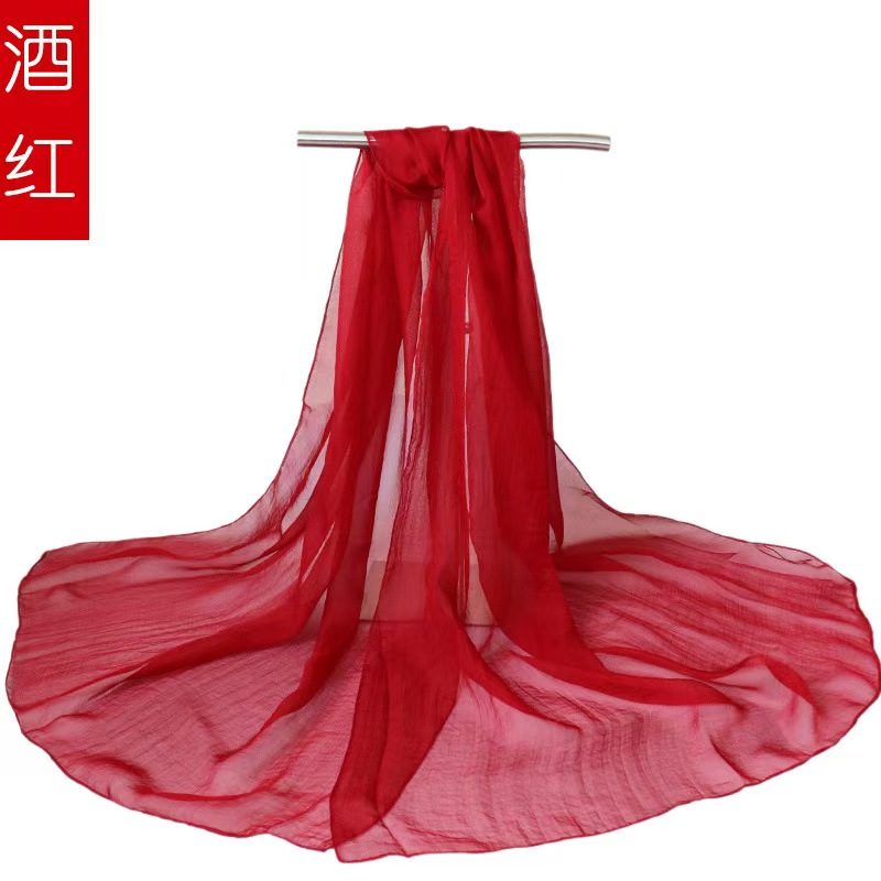 T793 Spring and Autumn Scarf Women's Gauze Scarf All-match Large Thin Summer Sunscreen Beach Scarf Gauze Scarf Shawl Scarf
