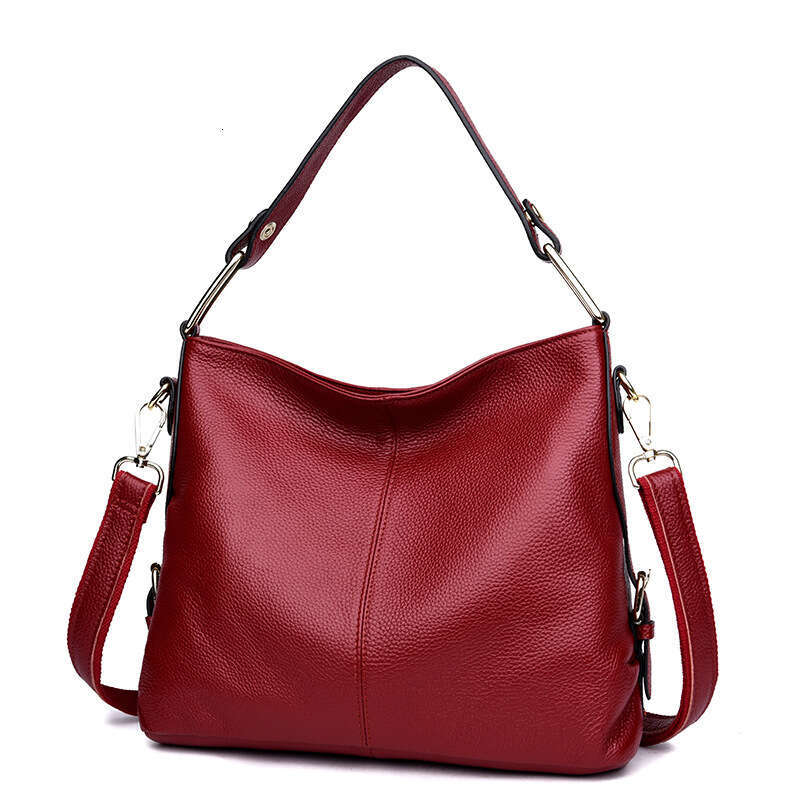 Tote Bag Genuine Leather Women Bag Large Capacity Fashionable Hand-Held One-Shoulder Crossbody Bag Head Layer Cowhide Casual Middle-Aged Mother Bag La