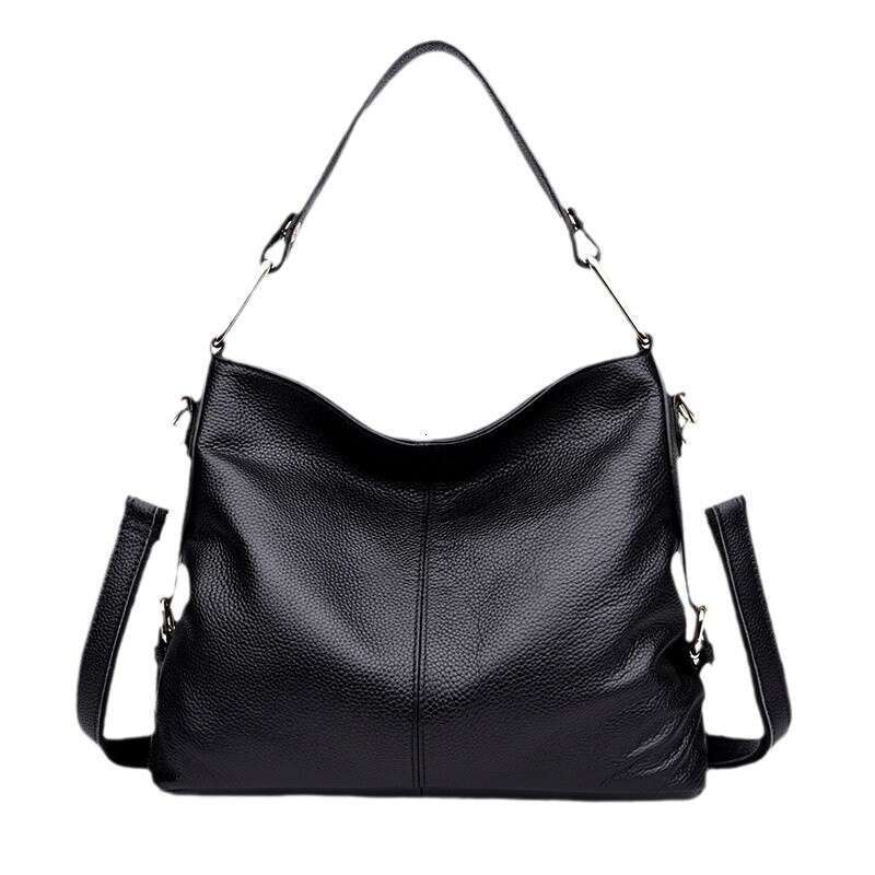 Tote Bag Genuine Leather Women Bag Large Capacity Fashionable Hand-Held One-Shoulder Crossbody Bag Head Layer Cowhide Casual Middle-Aged Mother Bag La