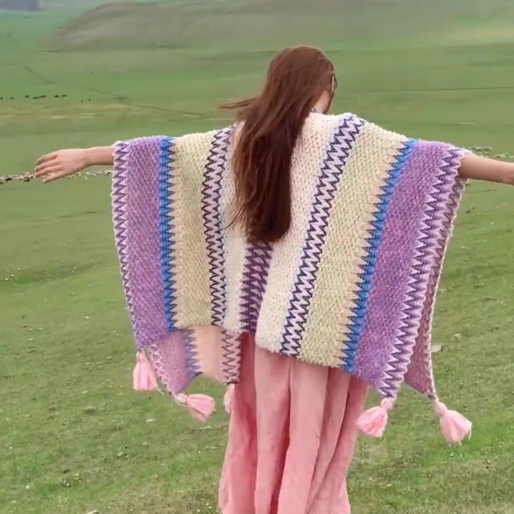 K805 Ethnic style winter travel shawl 2024 new Sichuan wear Yunnan Lijiang Dali cloak warm cloak female