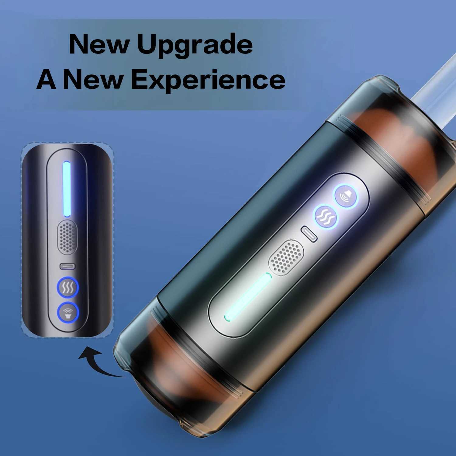 Dual-Headed Electric Male Masturbator Cup - Automatic Penis Stimulator with 4-Language Voice Sucking 10-Speed VibrationXJ250524