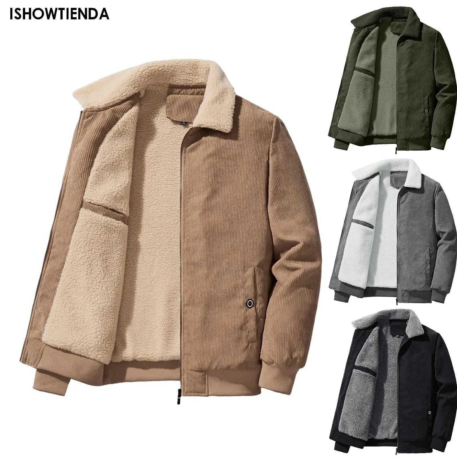 Mens Cotton Jackets Padded Warm Loose Parka Coat Corduroy Short Jacket Man Solid Zip Windbreaker Winter Mens Fleece Jacket W250524