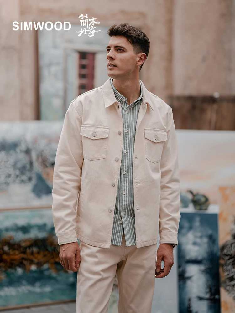 SIMWOOD High Standard Series 2024 Autumn New Oversize Southern Jackets Men Chest Pockets Fashion 00% Cotton Jackets W250524