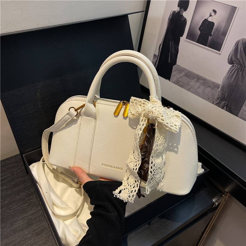 Women's Designer Handbag, Chinese-Style Mini Half-Moon Crossbody Shoulder Bag - PVC Knitted Exterior, Fur Lining, Cell Phone Pocket, Three Straps, Zip - view 9
