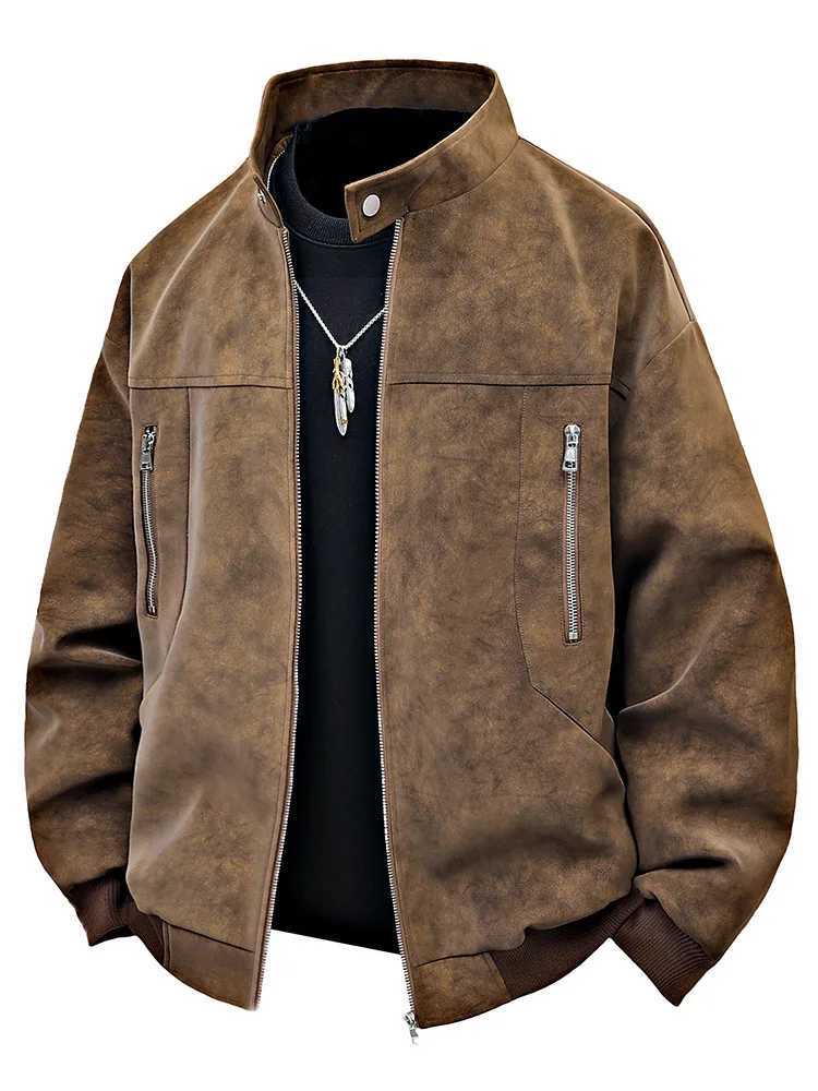 Spring and autumn mens casual lapel jacket mens new American retro brand loose handsome wear-resistant windproof jacket 8XL W250524