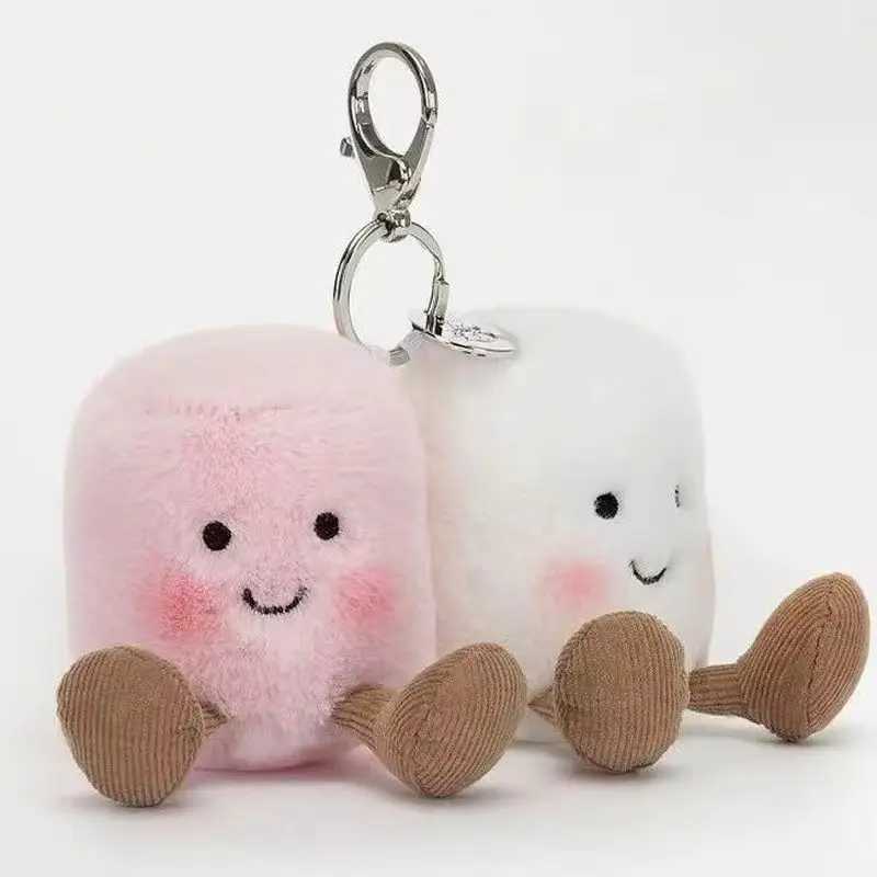 With Tag Cherry Marshmallow Keychain Cotton Candy Two Tone Cutetwo Tone Keychain Bag Pendant Accessories Dolls Pendant Girl Gift W250524