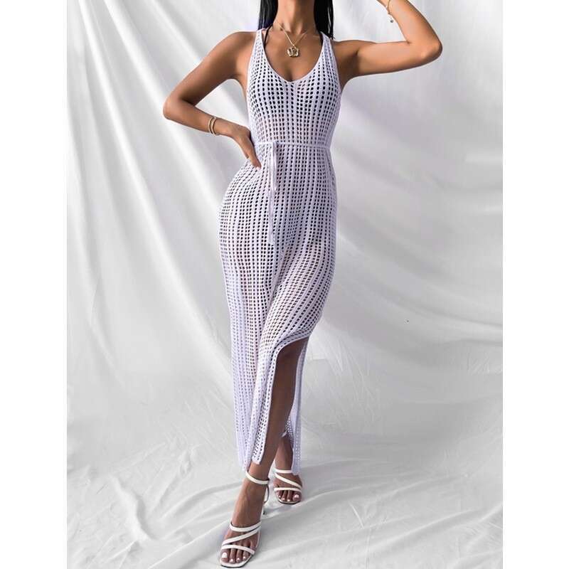 Maxi Dress New Sweater Beach Casual Solid Color Sling Knitted Cover With Dress For Women Long Dress