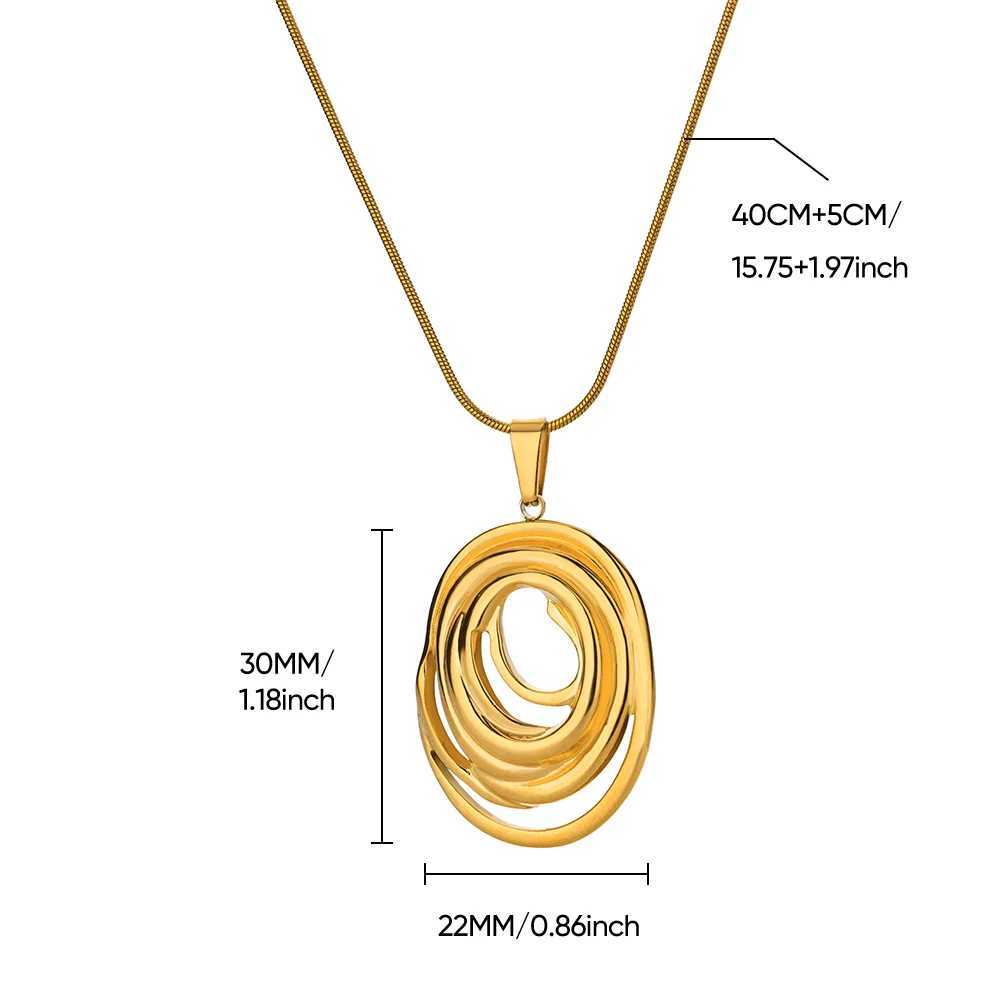 Hollow Geometric Oval Necklaces For Women Stainl Steel Gold Color Oval Pendant Necklace Party Christmas Jewelry Gift Femme XJ250524