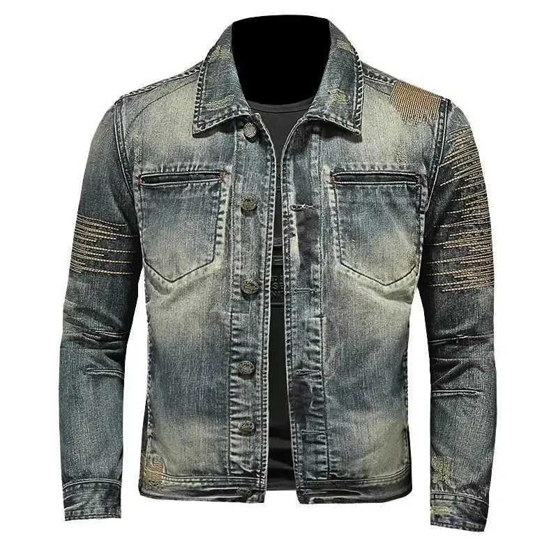 2025 winter denim jacket men Fashion Trench coat men jeans Jacket Mens Casual jackts autumn men classic denim Coat size M-4XL W250524