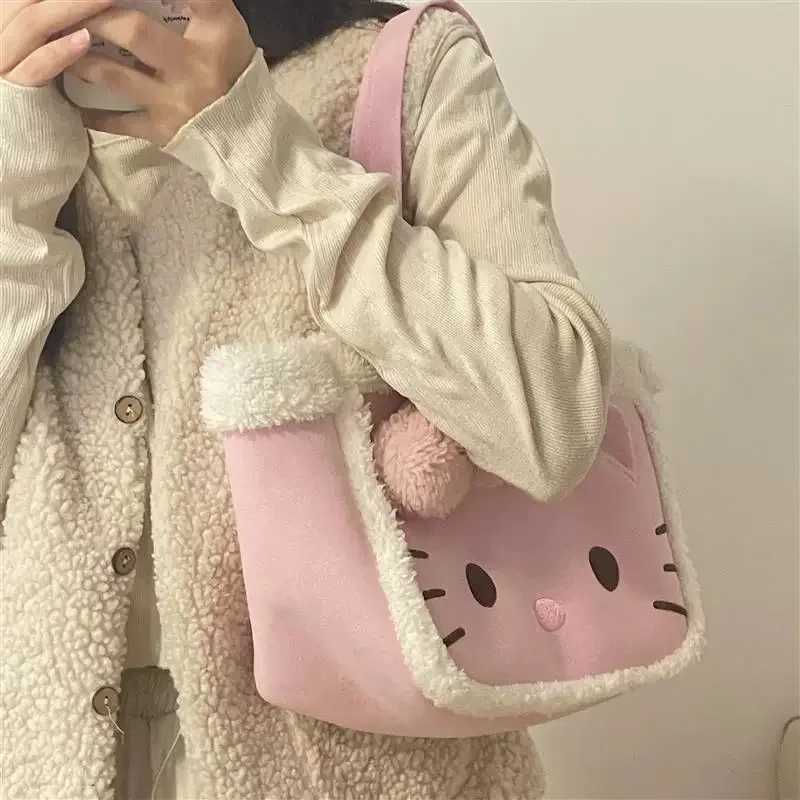 Sanrio My Melody Hello Kitty Autumn Winter Plush Handbag Exclusive Edition Cute Trendy Tote Bag Casual Versatile Shoulder Bagw250524
