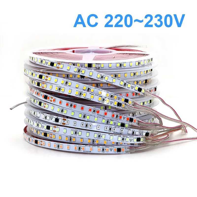 AC 220V 230V LED Strip 2835 120LED/m Home Light Strip Red Ice Blue Green Yellow Pink Flexible And Cuttable Soft Lamp Bar W250701