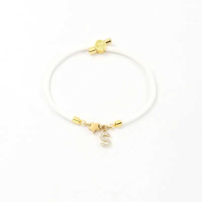 Trendy Pave Cubic A-Z Initial Letter Women Bracelet Star Heart Flower Adjustable Rope Bracelet For Women Jewelry Gift XJ250524